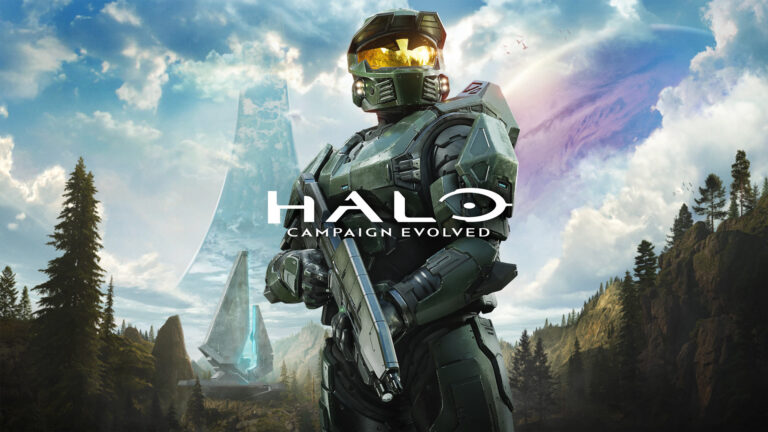 Offizielles Key-Art-Artwork zu Halo: Campaign Evolved mit Master Chief und Szenen aus der ueberarbeiteten Kampagne