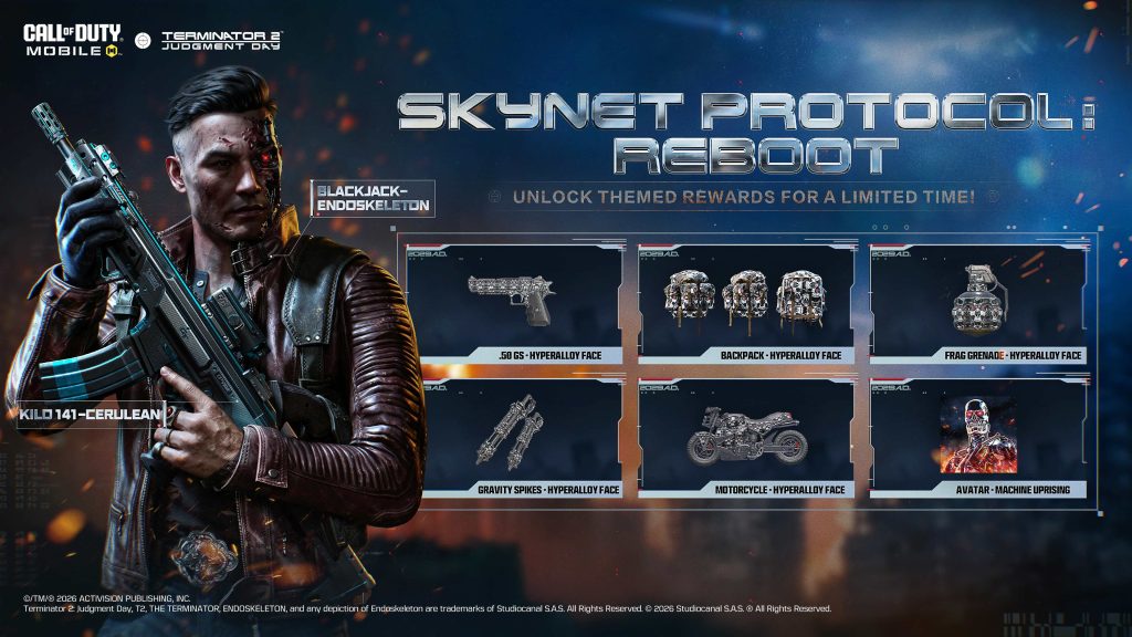 Das Skynet-Protocol-Reboot-Event mit Blackjack-Endoskeleton-Operator-Skin in Call of Duty Mobile