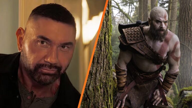 Dave Bautista und ein Kratos-Artwork nebeneinander, Symbolbild zur Neubesetzung der Amazon-Serie God of War