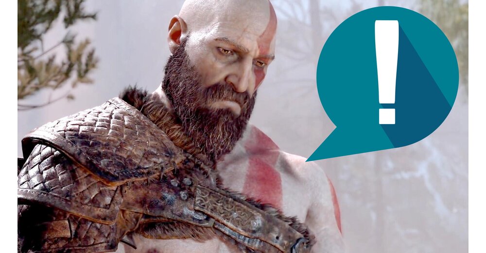 Kratos mit erhobener Axt, Szenenbild aus der God-of-War-Spielereihe