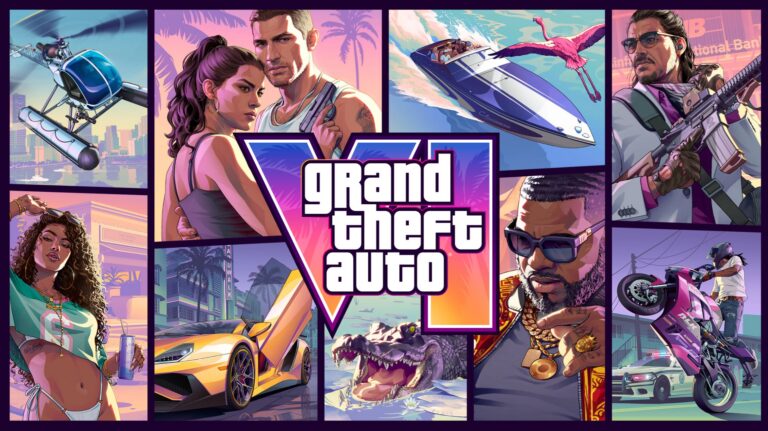Promo-Artwork zu GTA 6 mit Blick auf die Skyline von Vice City
