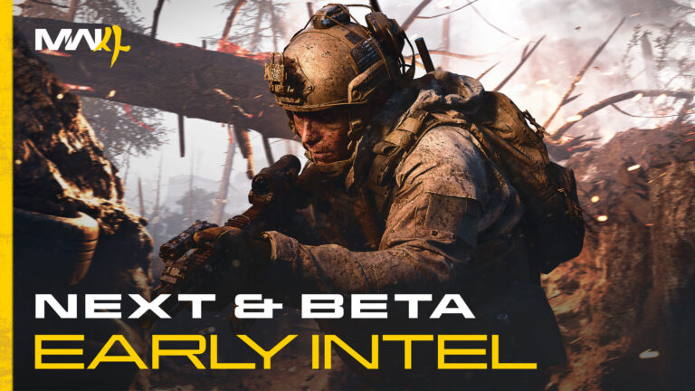 Offizielles Artwork zur Beta von Call of Duty: Modern Warfare 4 mit bewaffnetem Operator im Einsatz