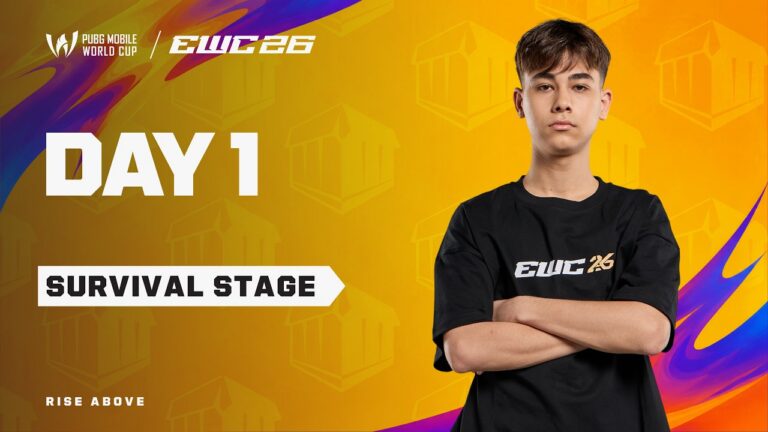 Team-Action beim PUBG Mobile World Cup 2026 waehrend der Survival Stage des Esports World Cup in Paris