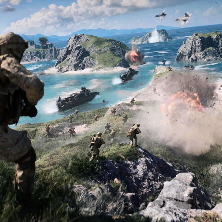 Actionszene aus Battlefield 6: Ein Soldat bewegt sich durch eine zerstörte Umgebung im Multiplayer-Gefecht