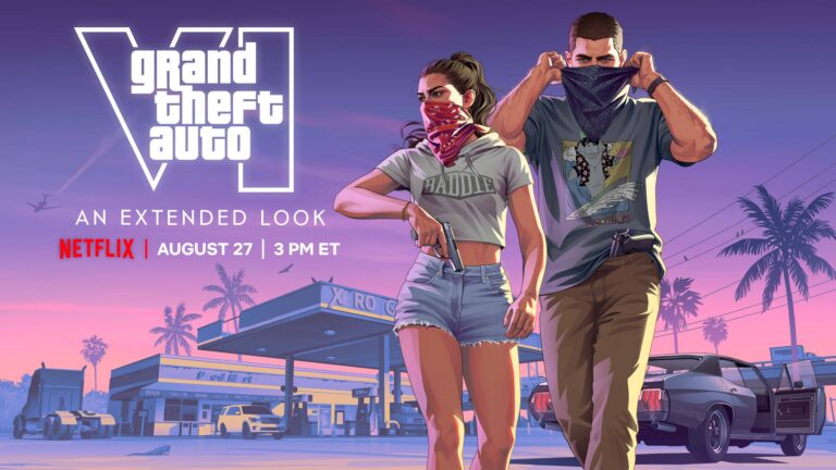 Offizielle Szene aus dem GTA-6-Gameplay-Showcase "An Extended Look" mit Jason und Lucia in Vice City