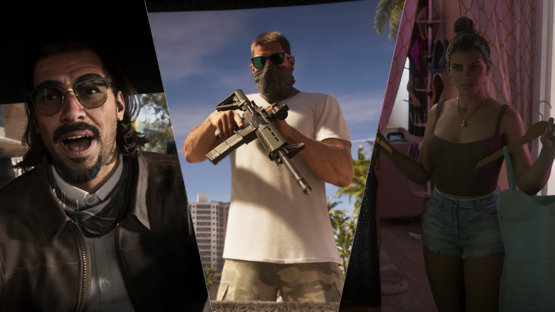 Szenen-Collage aus dem GTA-6-Extended-Look, der auf Twitch für einen massiven Zuschaueransturm sorgte