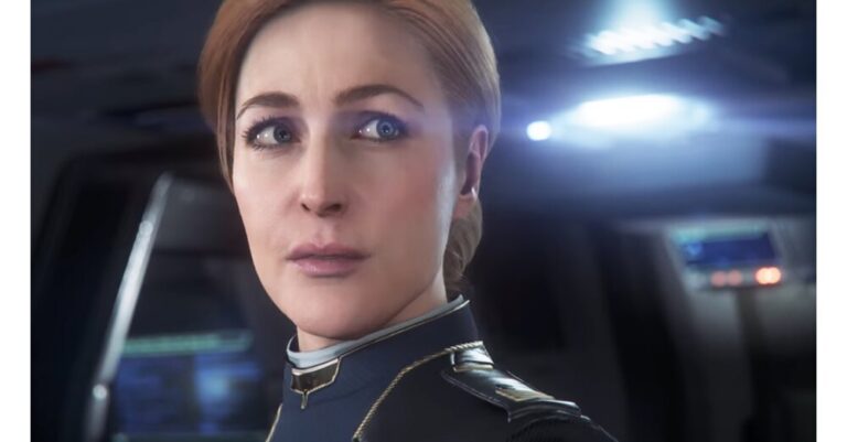 Szene mit Schauspielerin Gillian Anderson aus dem Story-Modus Squadron 42