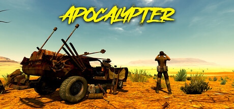 Offizielles Artwork zum Endzeit-Survival-Spiel Apocalypter mit gepanzertem Fahrzeug