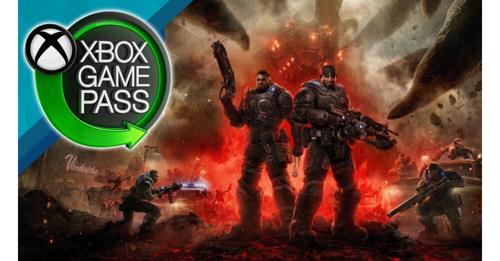 Xbox-Game-Pass-Logo neben Artwork von Gears of War: E-Day