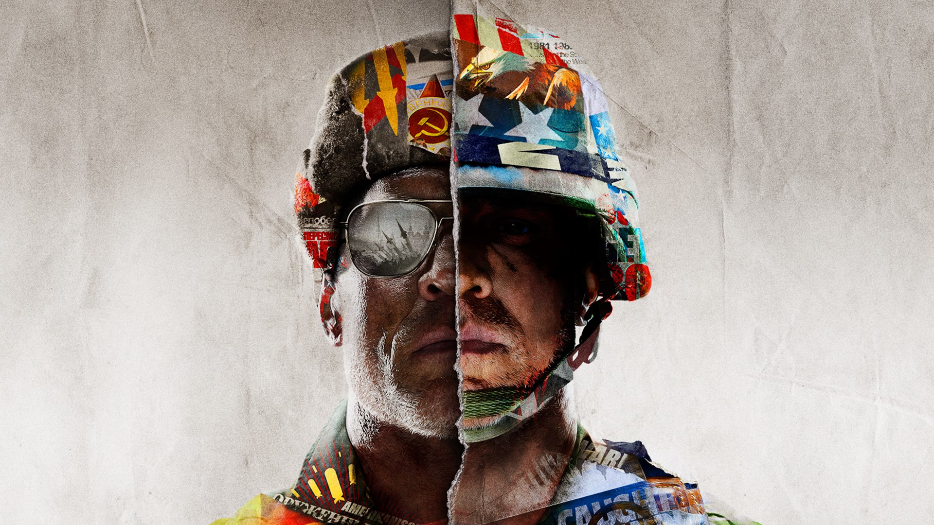 Offizielles Cover-Artwork von Call of Duty Black Ops Cold War mit zwei gespaltenen Soldaten-Gesichtern