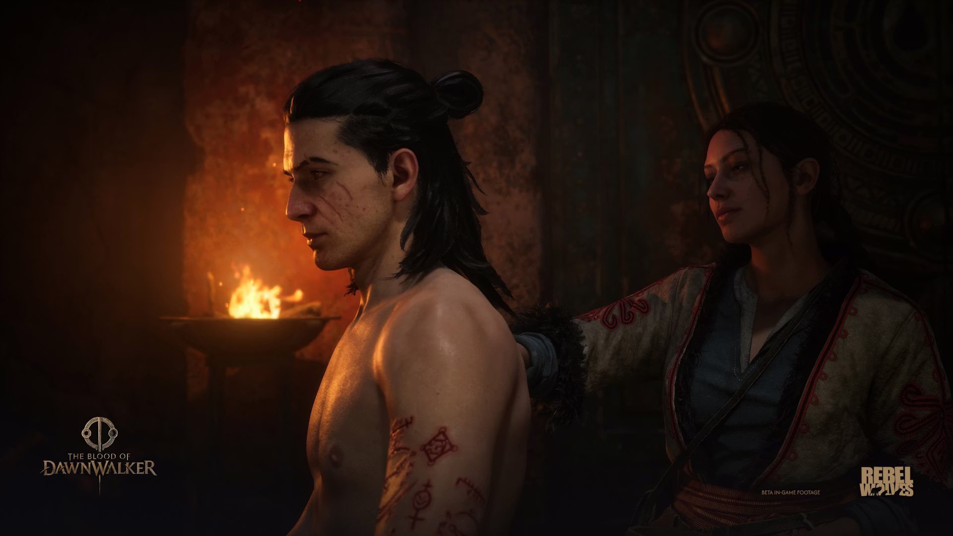 Szene aus The Blood of Dawnwalker mit einer der romanzierbaren Figuren