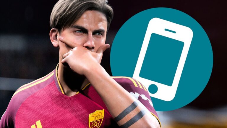 EA Sports FC 27 Spieler-Artwork mit einem Smartphone-Symbol als Hinweis auf die Companion-App