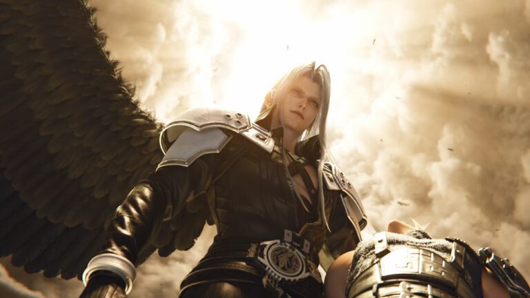Sephiroth in a dramatic scene from Final Fantasy 7 Revelation