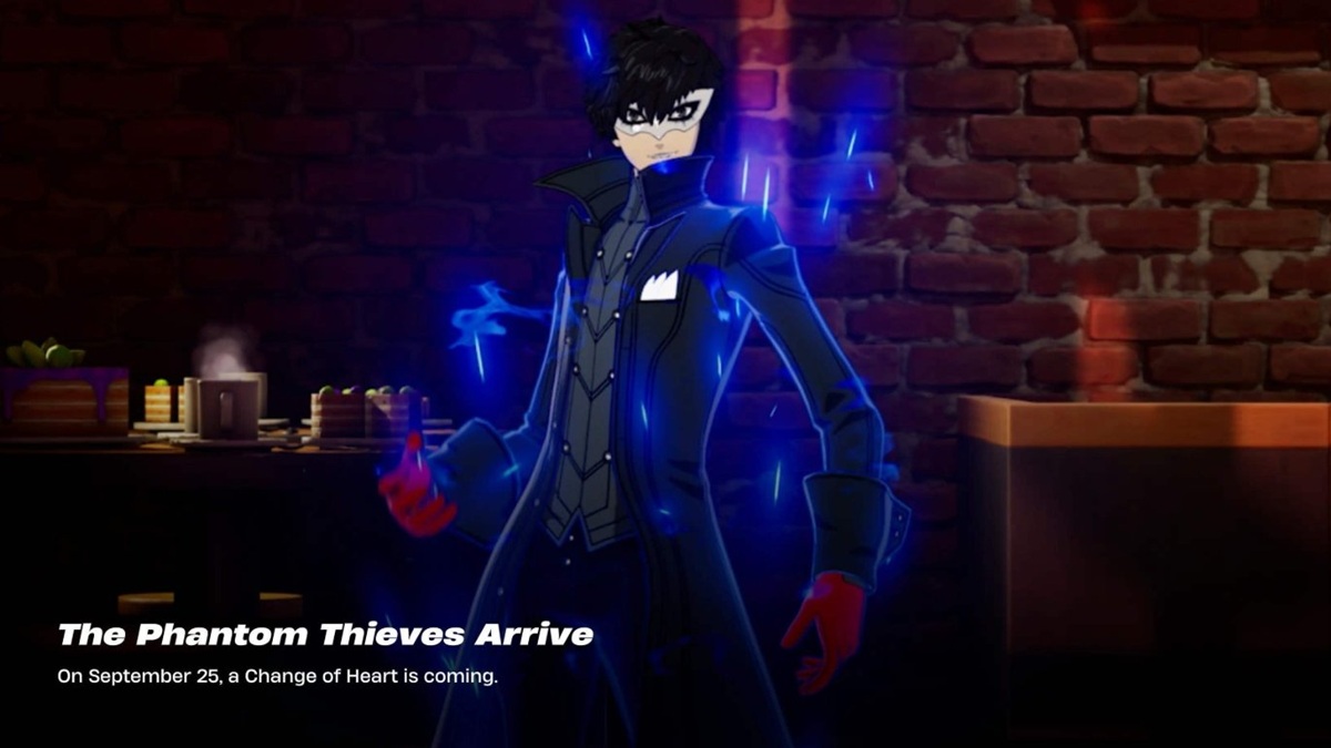 Der Joker-Skin aus dem Fortnite-x-Persona-5-Crossover in seinem Phantomdieb-Outfit
