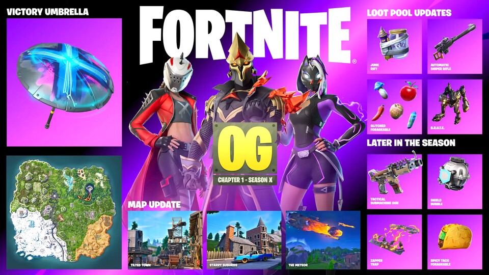 Fortnite OG Season X Artwork with classic skins