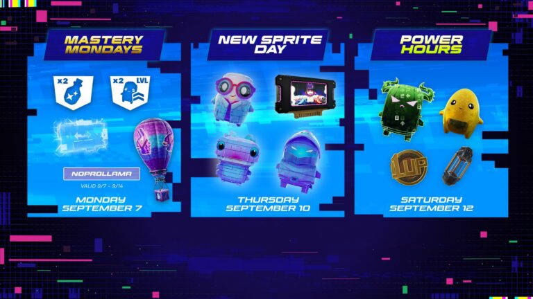 Fortnite Power Hour event graphic featuring skins and Sprite icons in Chapter 7 Season 4