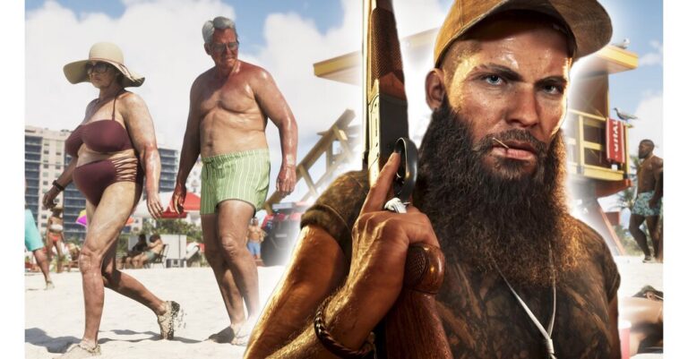 Rockstar artwork for GTA 6 featuring detailed supporting characters from Vice City