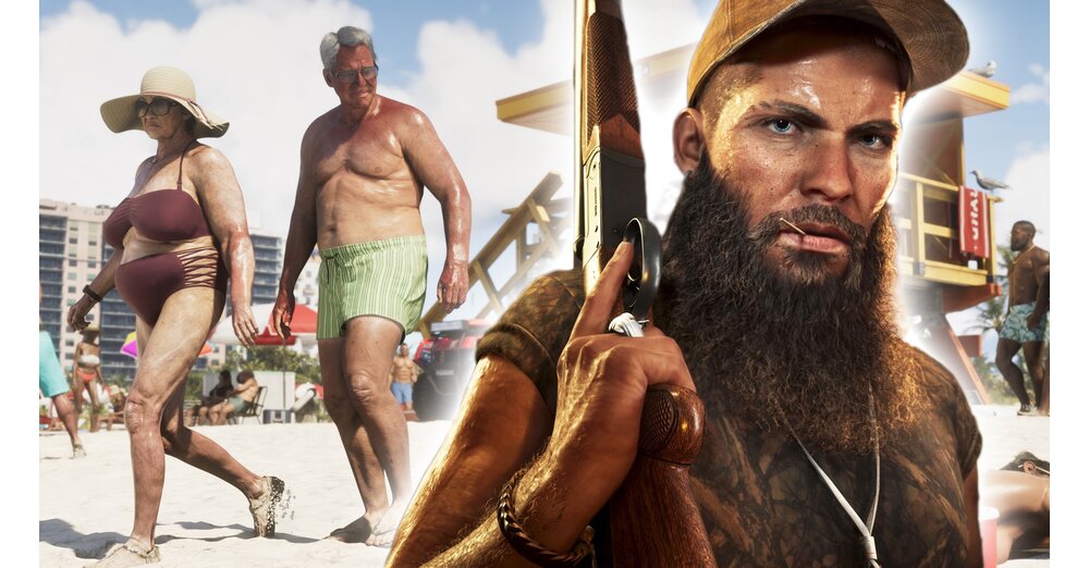 Rockstar-Artwork zu GTA 6 mit detailliert gestalteten Nebenfiguren aus Vice City