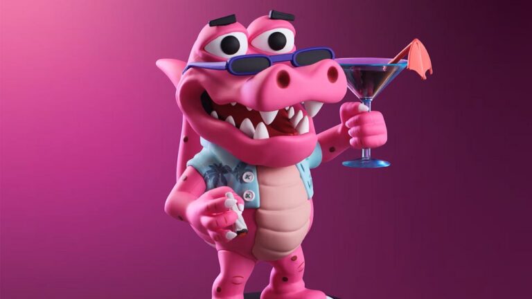 3D-printed figure of Macca the Gator alligator from the GTA 6 Collector's Box next to a reference model.