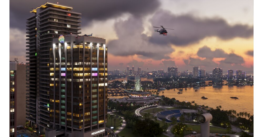 Screenshot aus GTA 6, der ein Gebäude in Vice City zeigt, das Fans als mögliches Vercetti-Anwesen deuten