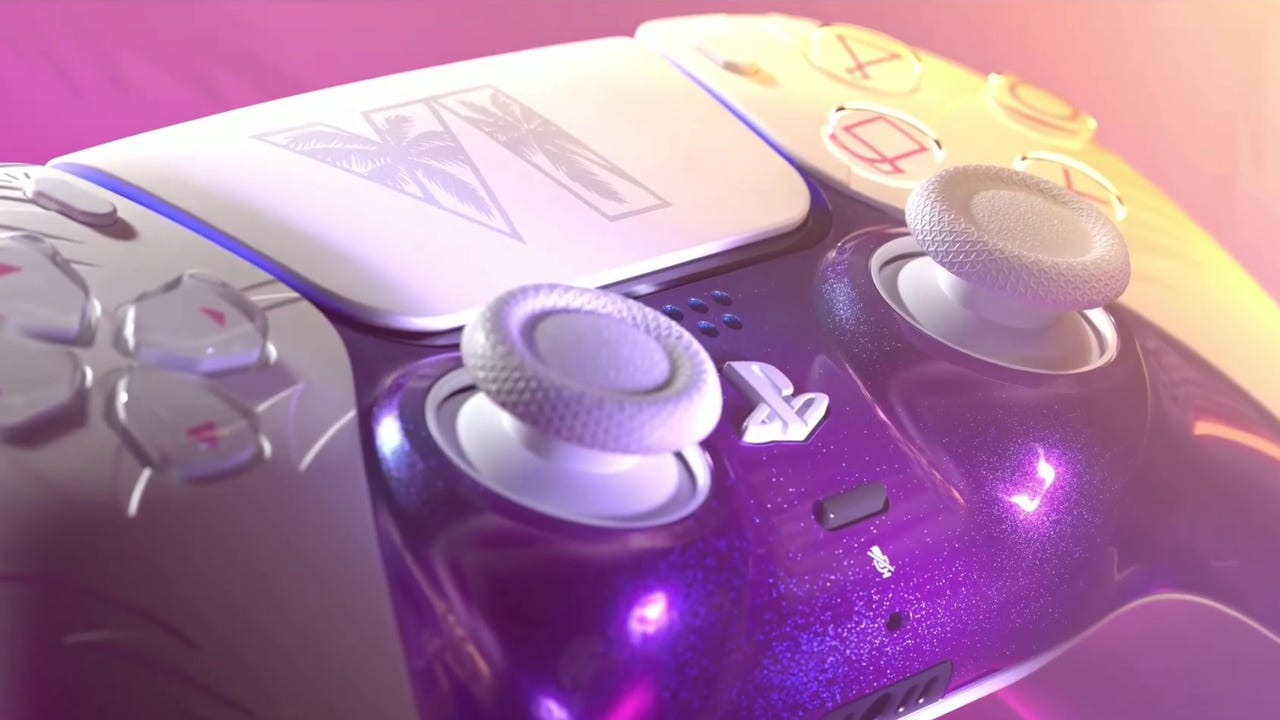 Werbebild des limitierten GTA-6-Themen-Controllers fuer PS5