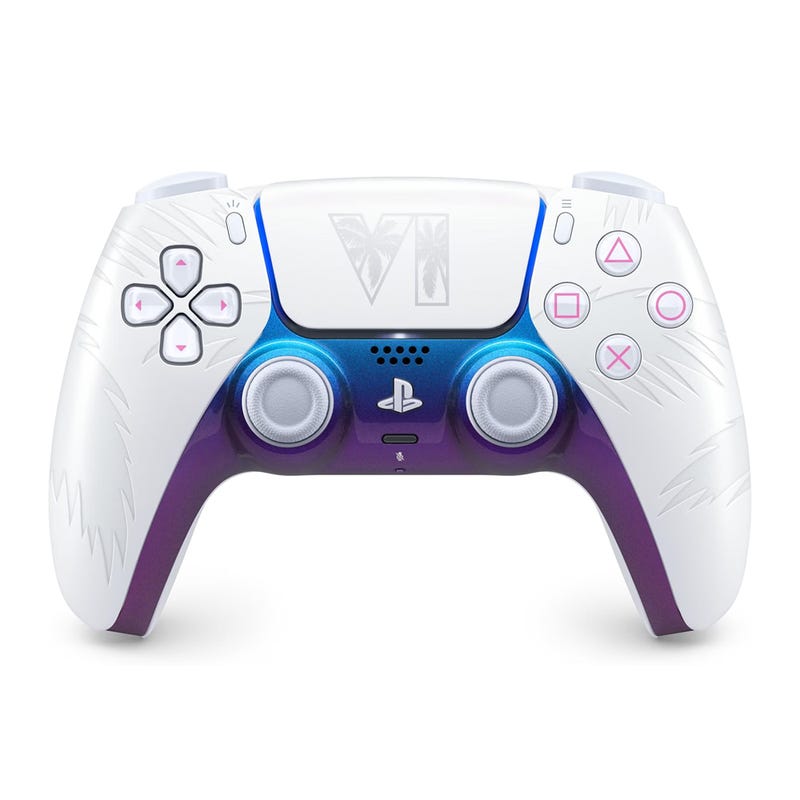 Close-up of the regular GTA 6 DualSense controller with game branding