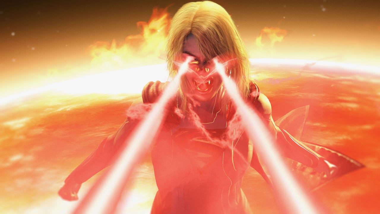 Supergirl setzt in einer Injustice-2-Sequenz ihre Hitzeblick-Attacke ein, Symbolbild zum Leak über einen möglichen Injustice-3-Auftritt