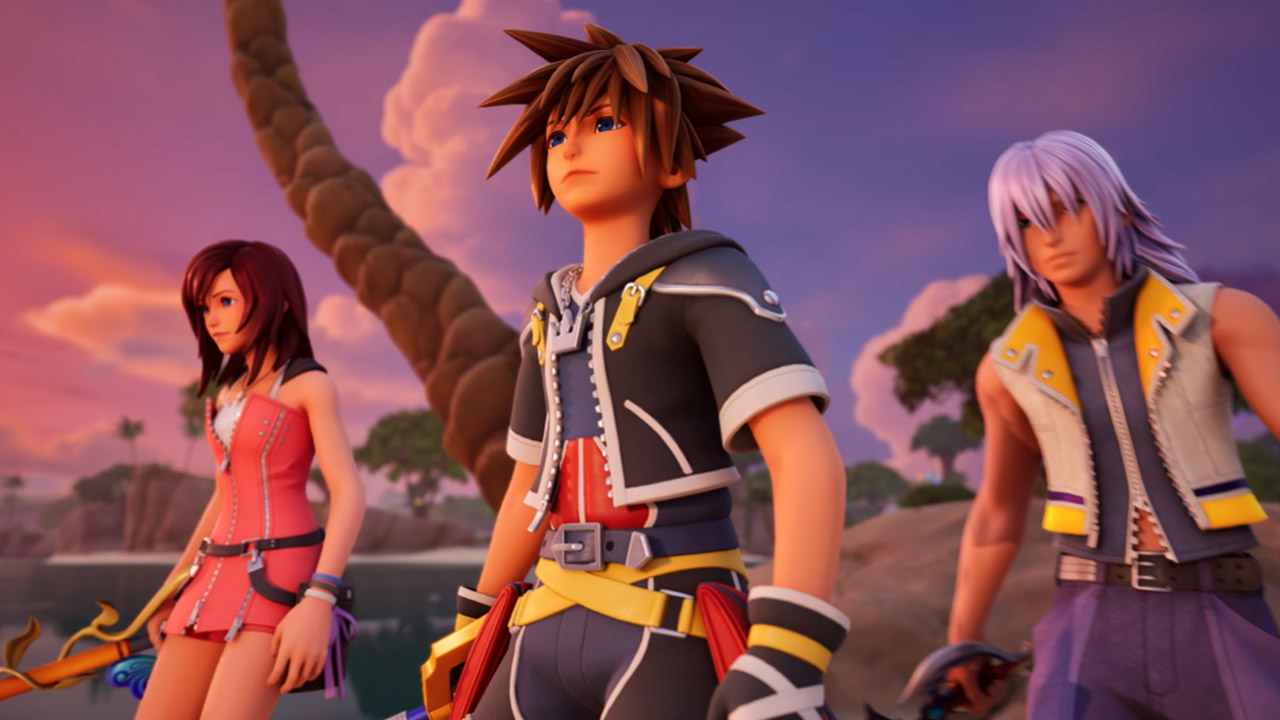 Kairi, Sora und Riku am Strand von Destiny Islands aus Kingdom Hearts