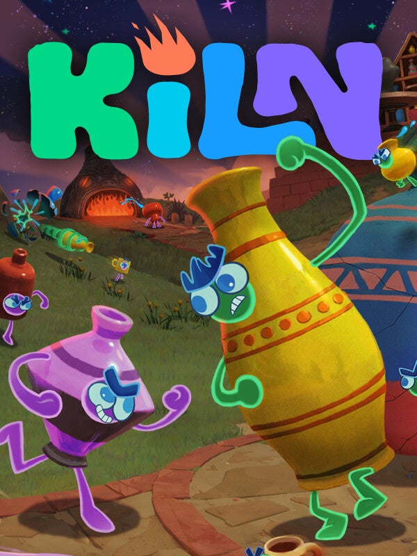 Official key art for Kiln, Double Fine's current game, featuring dancing clay pot characters