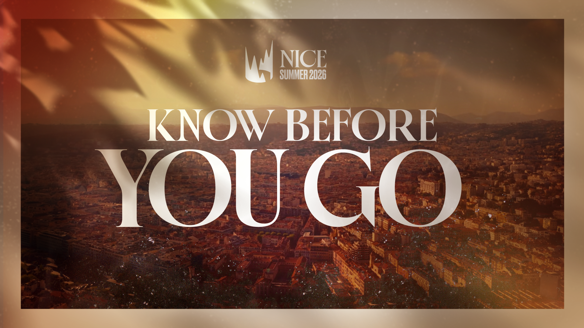Luftaufnahme der Stadt Nizza mit dem Schriftzug "Know before you go" zu den LEC Summer Finals 2026