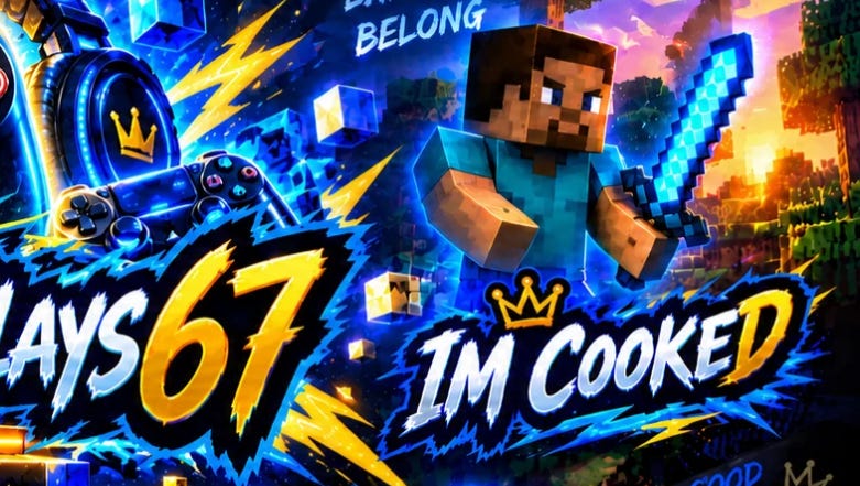 Thumbnail des YouTube-Kanals Mighty Mike Plays mit Minecraft-Figur und Schriftzug 'I'm Cooked'