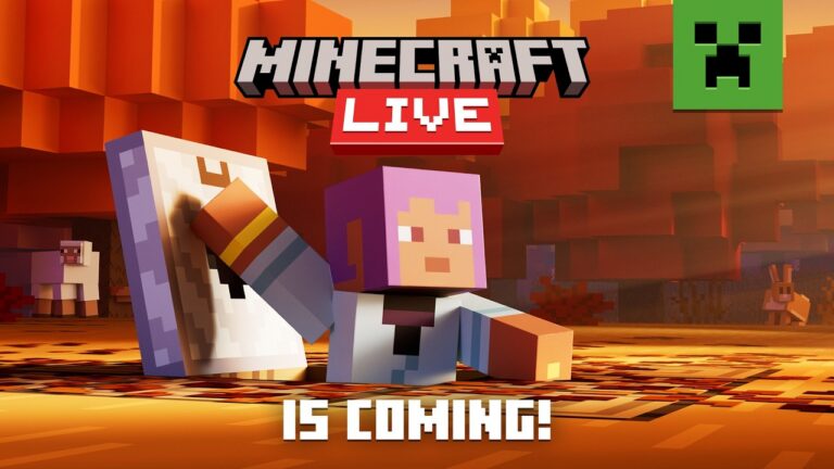 Official announcement image for Minecraft Live in September 2026, featuring Minecraft characters against a fiery backdrop