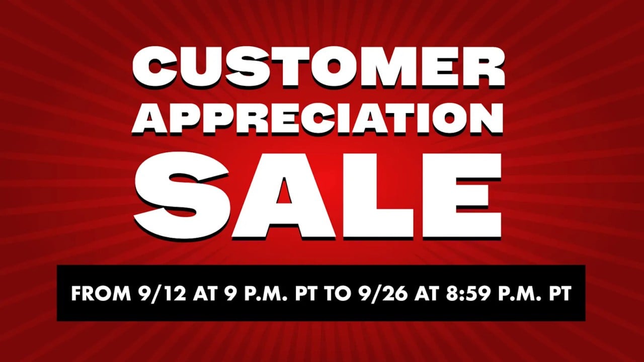 Werbegrafik zur Customer Appreciation Sale von Nintendo of America