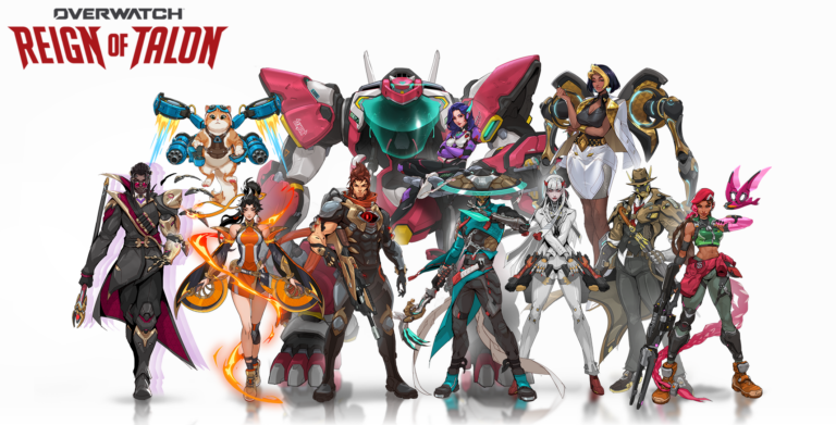 Key Art for the Overwatch Story Reign of Talon featuring the current Season 5 hero roster