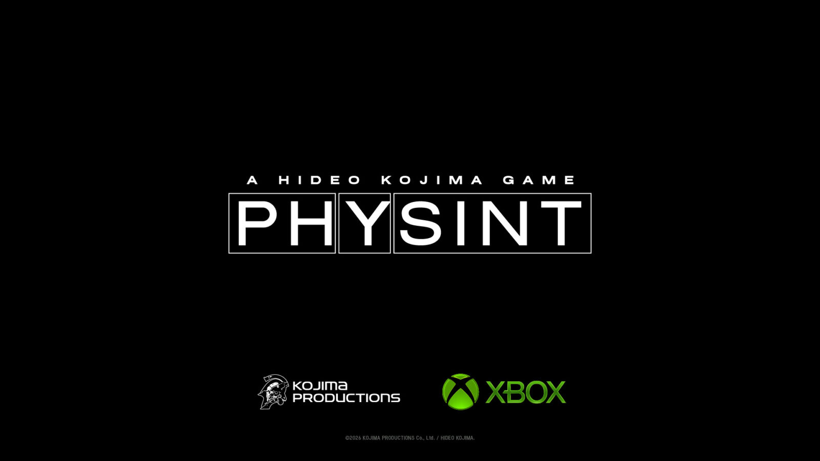 Official artwork for the partnership between Xbox and Kojima Productions for the game PHYSINT