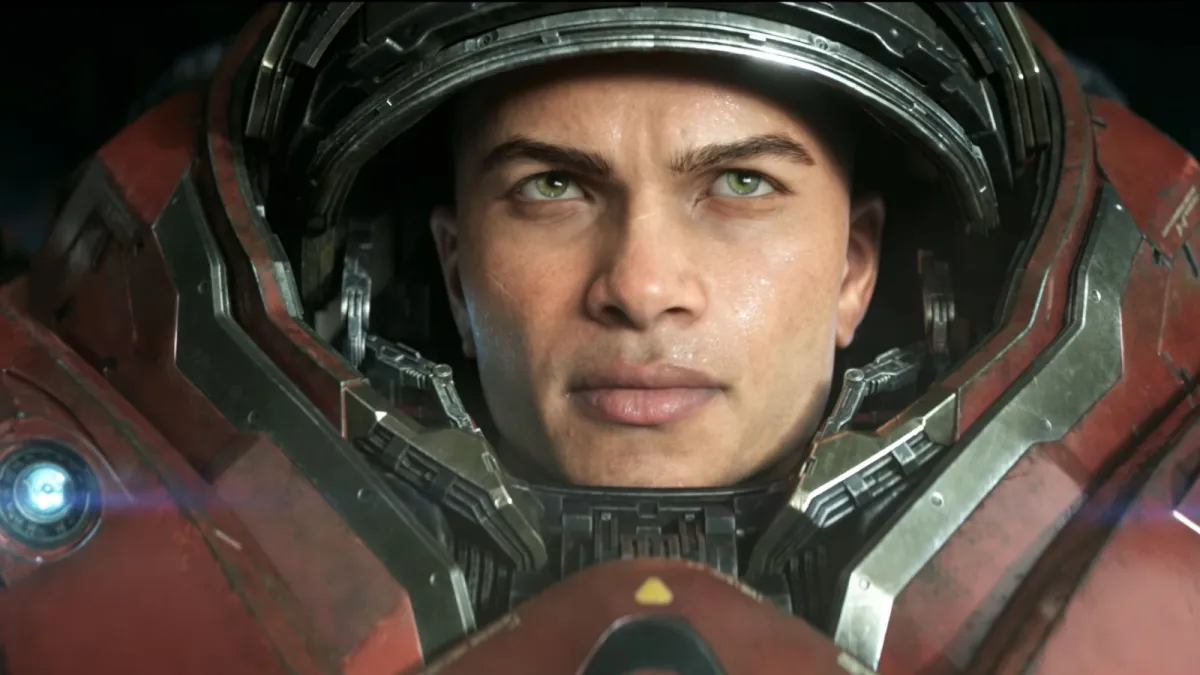 Szene aus dem Ankündigungs-Trailer zu StarCraft: der Dominion-Marine Holt