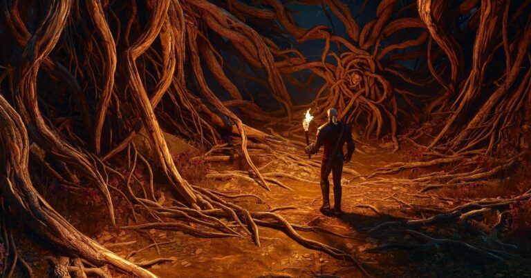 Geralt von Riva im Wald in The Witcher 3: Songs of the Past