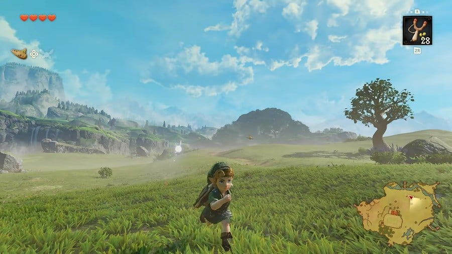 Gameplay-Szene aus Zelda: Ocarina of Time für Switch 2 mit eingeblendeter Minikarte am Bildschirmrand