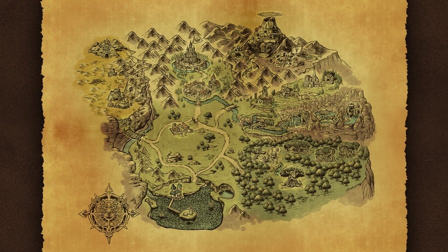 Die offizielle, neu gestaltete Weltkarte von Hyrule aus dem Switch-2-Remake von Zelda: Ocarina of Time