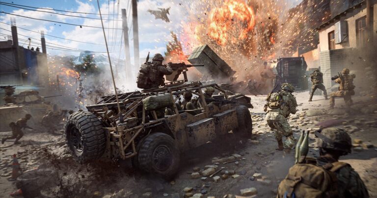 Gameplay scene from Battlefield 6 with soldiers in combat