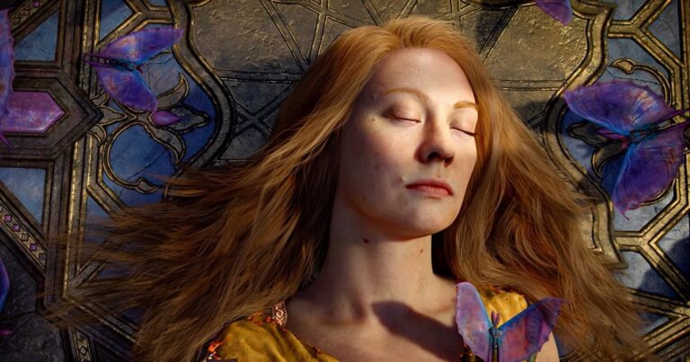 Faye in a calm scene from God of War Laufey