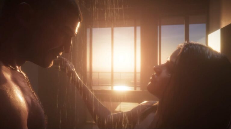 Szene aus dem Launch-Trailer zu GTA 6 mit den Hauptfiguren Jason und Lucia
