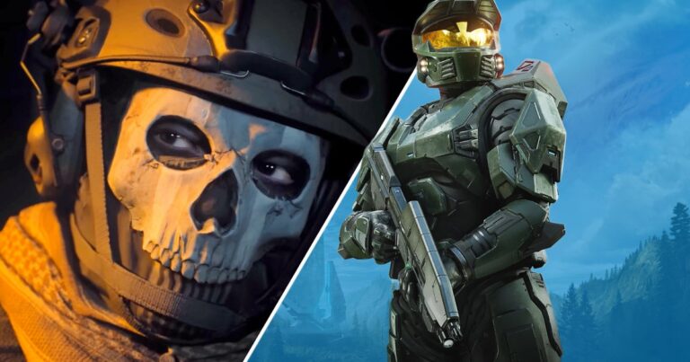 Master Chief from Halo alongside a Call of Duty motif as a symbolic image for Activision's Halo project.
