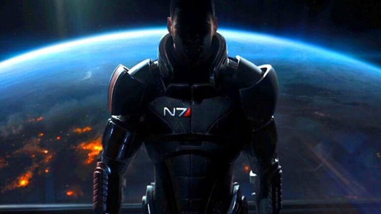 Szene aus dem geleakten Trailer zu Mass Effect Universe mit Figuren in futuristischer Rüstung