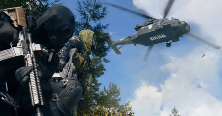 Helicopter over a map in Call of Duty: Modern Warfare 4's DMZ mode