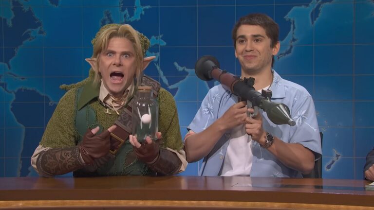 Jason from GTA 6 and Link from Zelda as characters in the SNL Weekend Update sketch